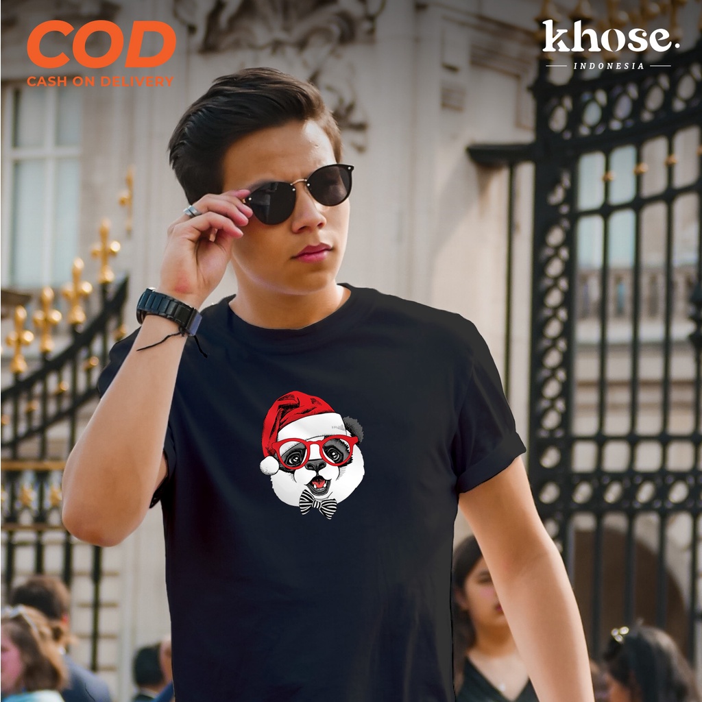 KHOSE KAOS  CHRISTMAS PANDA NATAL DEWASA Kode X-02 / Kaos Pria dan Wanita / Kaos Couple / Kaos Oversize