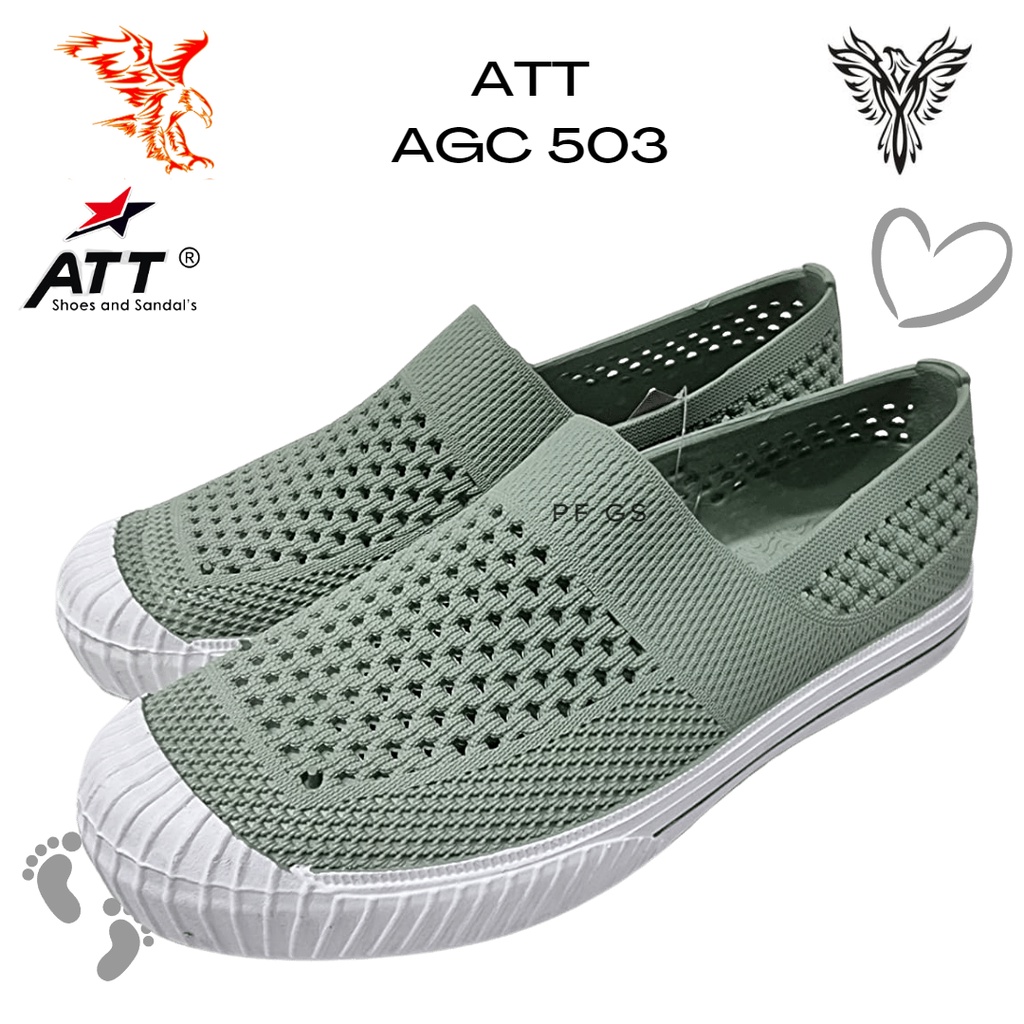 Sepatu Slip ON Wanita ATT AGC 503 Model Jaring Karet Trendy Anti Air Lentrur 37-40