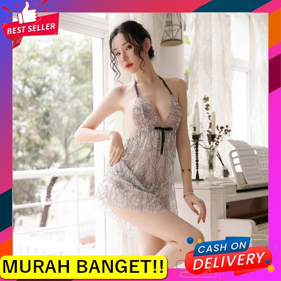 Action Now... Rv® Lingerie Dress Sexy V-Neck Model Renda Tanpa Lengan  Longnight  Sexy Transparent L