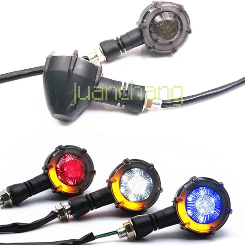Lampu Sein / Rem Belakang Motor LED Universal Bentuk Bulat Dua Warna