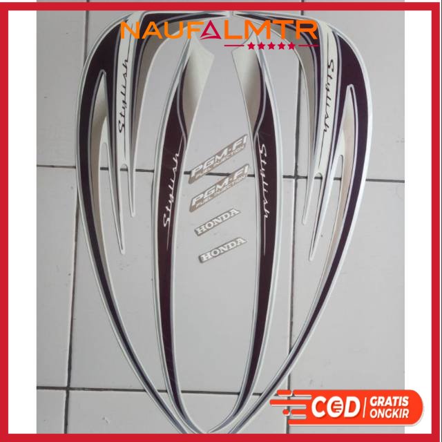 Stiker striping Honda Scoopy stylish 2014 putih cream