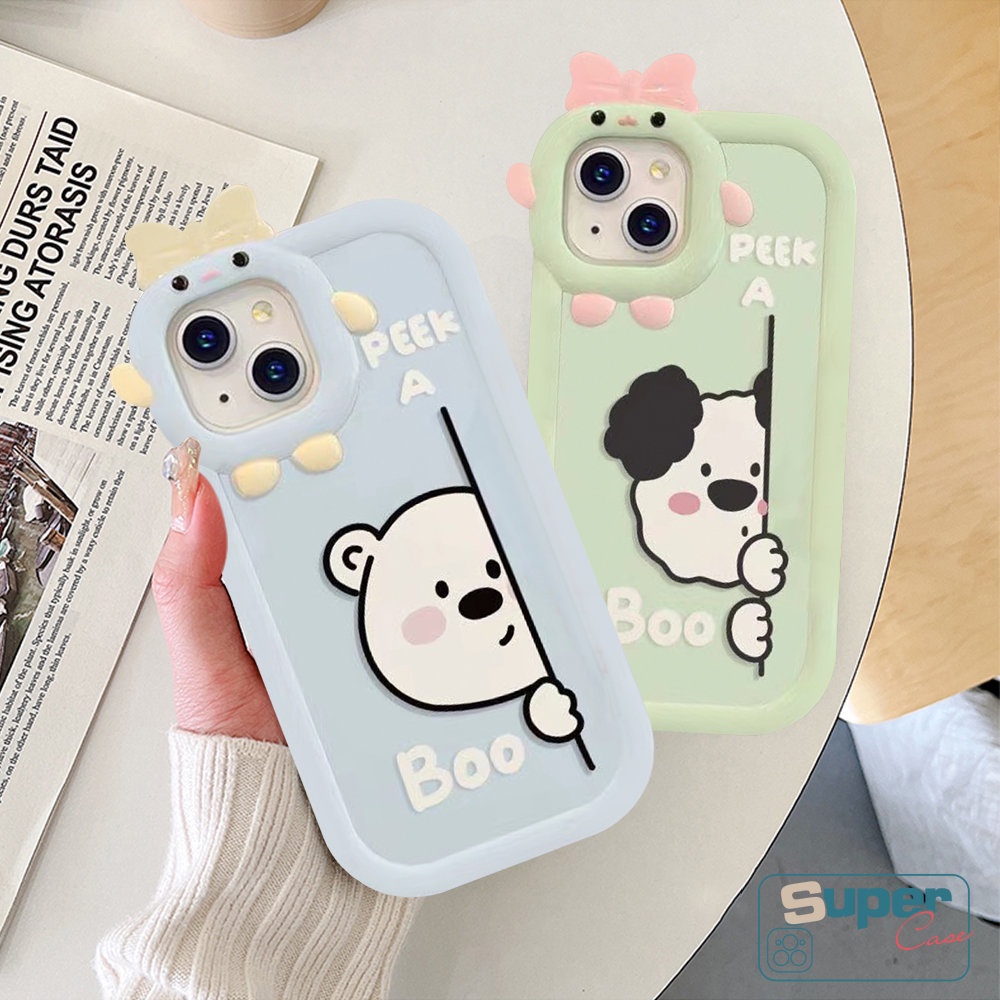 Soft Case Motif Kartun Anjing Beruang 3D Untuk iPhone XR 6 6s 7 8 Plus 11 13 12 14 Pro MAX 14 Plus X XS MAX SE 2020