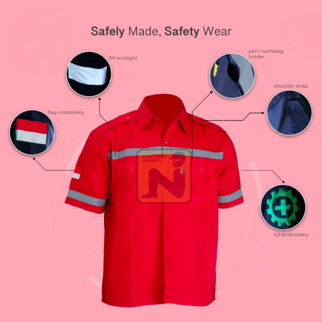 BAJU KERJA LENGAN PENDEK WEARPACK SAFETY BAJU LAPANGAN SAFEETY K3