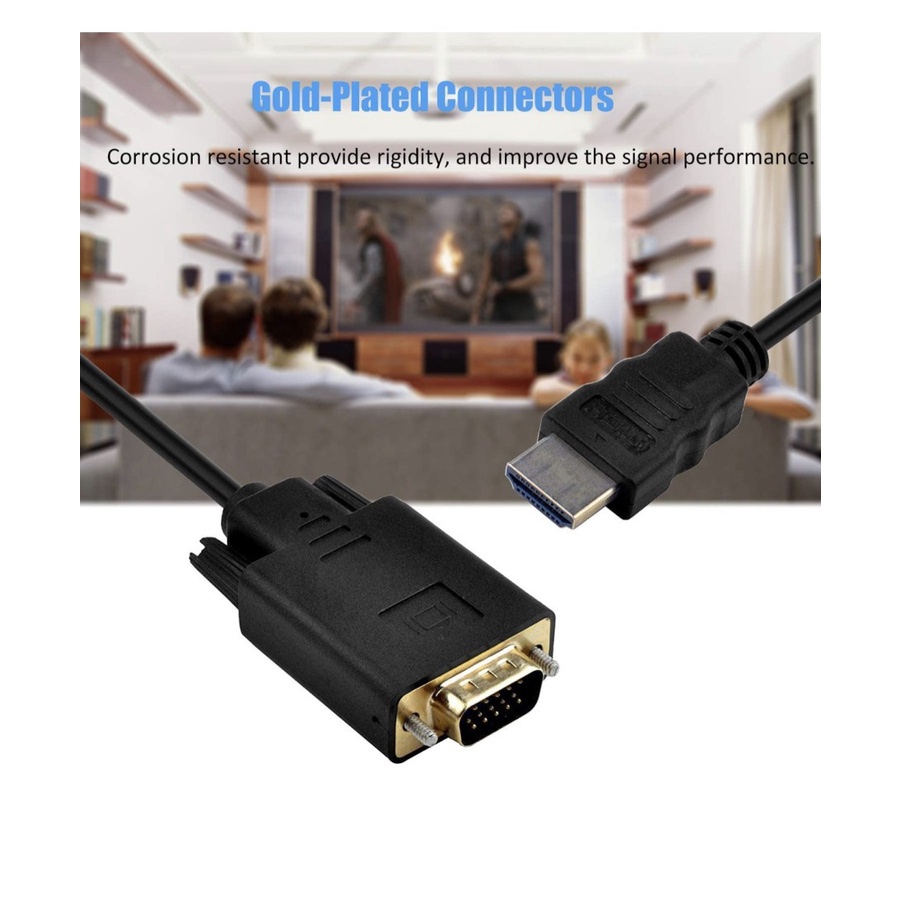 Kabel HDMI TO VGA 1.8 Meter Converter Adapter Gold Plated High Quality 1.8M