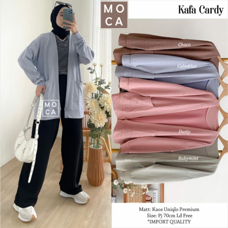 KAFA CARDY ORI MOCA // Outer Cardigan Kaos Uniqlo Premium Polos Termurah