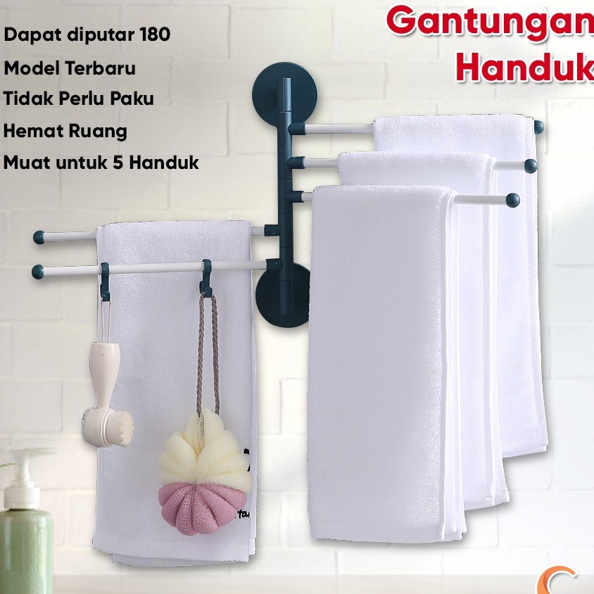 Serbagrosirmurah HOK9 Hook Gantungan Handuk 3 Baris Rak Toilet Tempel Dinding