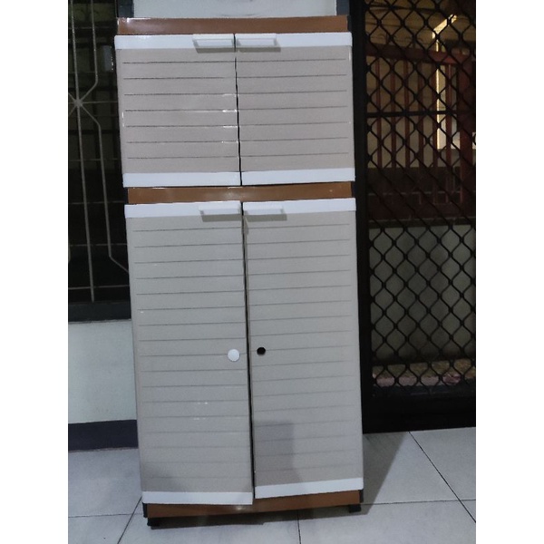 Lemari Pakaian Plastik Full Kunci 3 Susun + Free lemari 2 susun (SECOND)