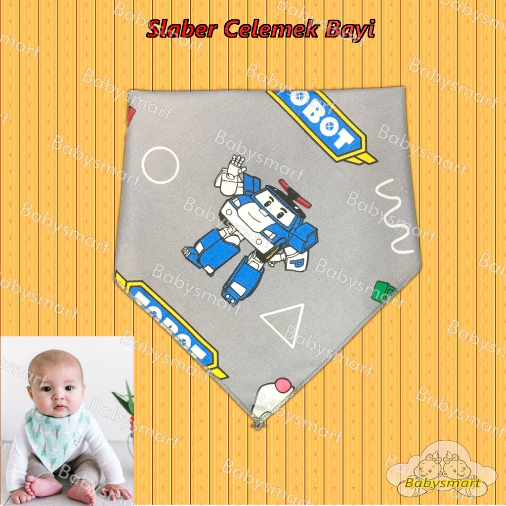 Babysmart - 6 PCS Slaber Slabber BIB Celemek Bayi Anak Model Segitiga Multifungsi/ Tatakan Air Liur Tadah Iler / Celemek Makan