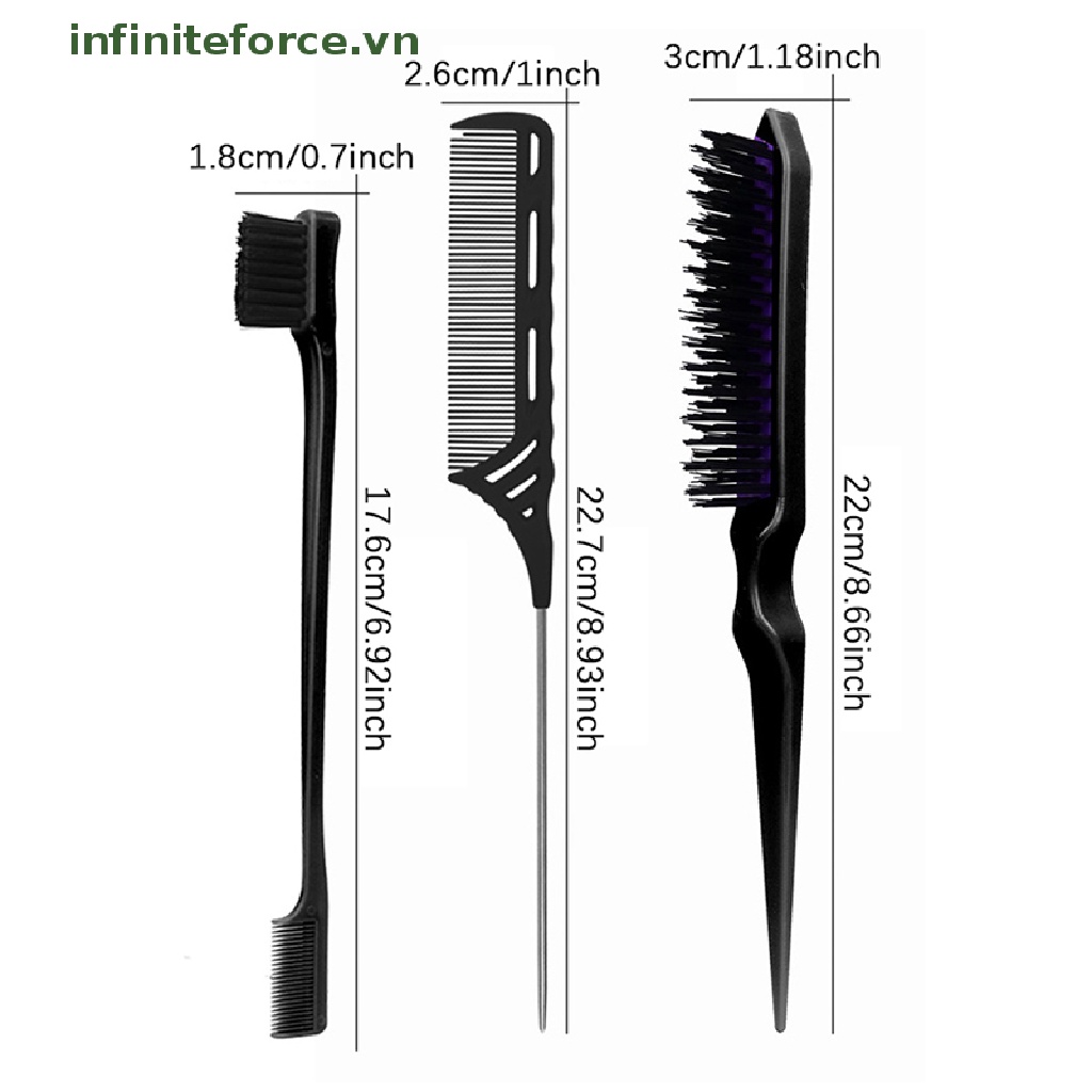 3pcs / Set Sisir Rambut Dua Sisi Untuk Styling