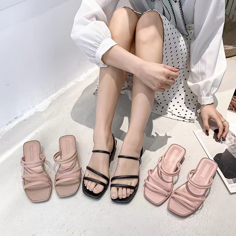 Alibaba1688 Sandal Sepatu Heels Wanita / Sandal Slop Jelly Karet Cantik Real Pict