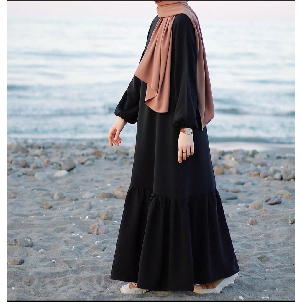 GAMIS HITAM PREMIUM | BAHAN RAYON TWILL [ LIMITED ] GHIANA BLACK