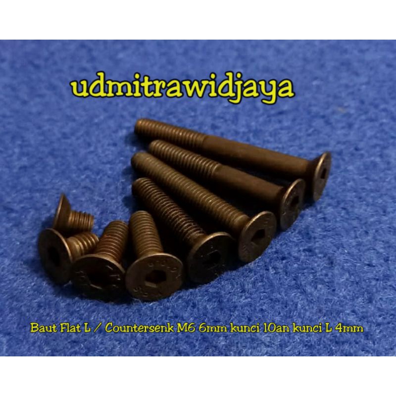 Baut Tirus Flat L versenk baja kunci 10 TIRUS panjang 1,5cm 2cm 2,5cm 3cm 4cm 5cm 6cm baut versunk L baja M6 6mm baut oversenk kunci 10an baut kunci L 4mm 10mm baut rak susun baut grade 12.9 baut baja Countersenk (L) Baut jalu motor baut sepeda