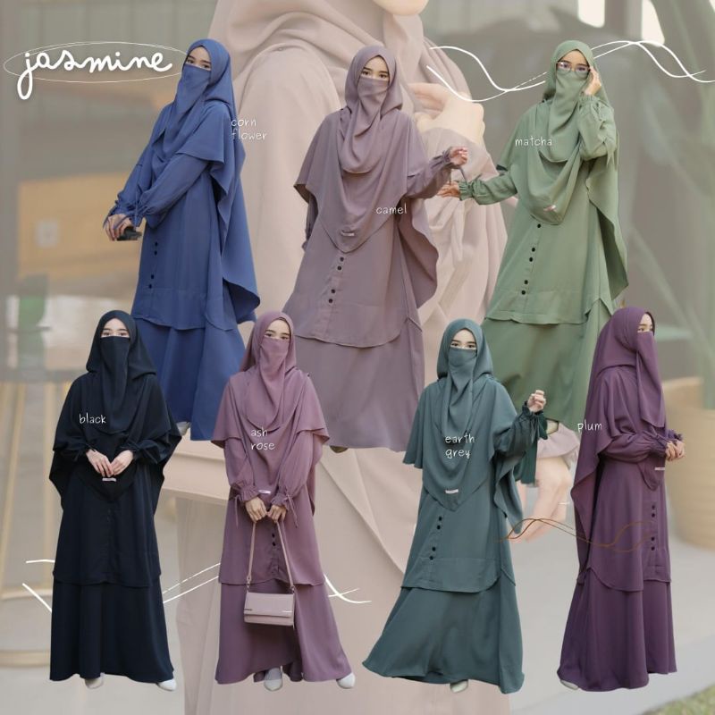 Jasmine Gamis Set by Shahia Syari Ori (Gamis, Khimar, free cadar)