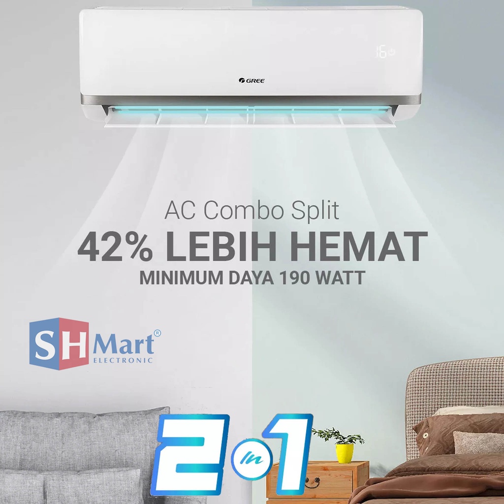 AC GREE COMBO SPLIT INVERTER 3/4 PK + 3/4 PK GWC0707CS GARANSI RESMI (MEDAN)