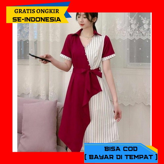 Dress Emily - Dres Batik Jumputan - Dress Terbaru - Dres Batik Modern - Dress Kekinian - Dress Pesta