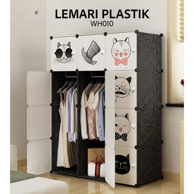 Re494 Lemari Plastik 12 Susun Serbagu Pakaian Pintu Oriander