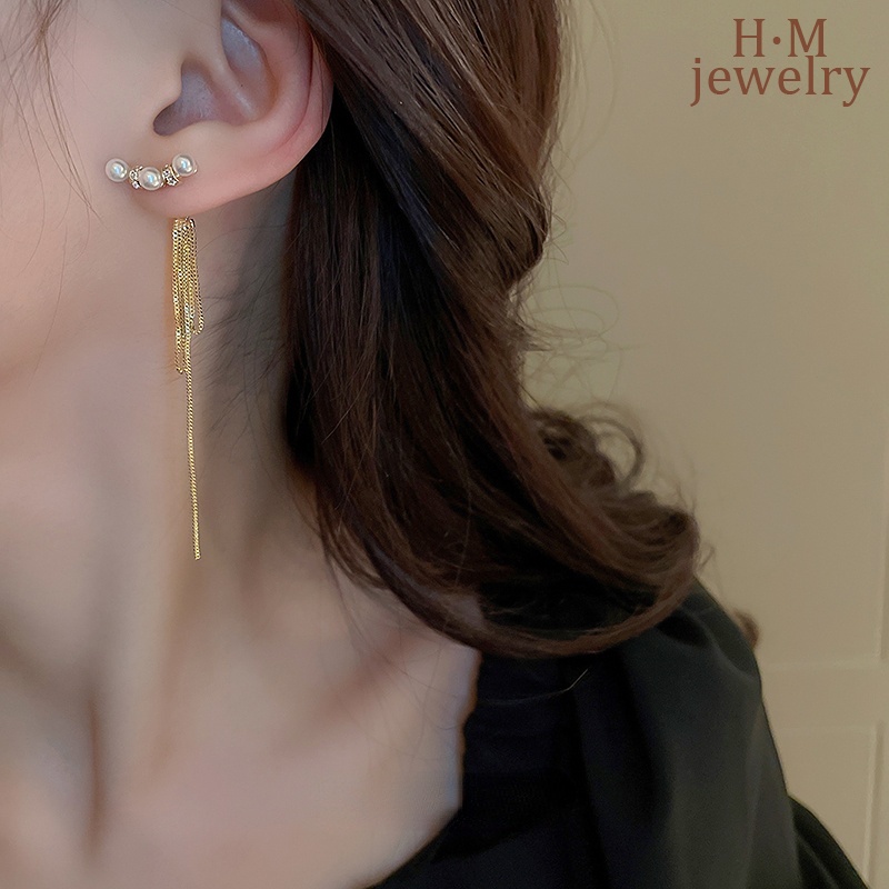 Anting Gantung Panjang Model Rumbai Dengan Mutiara Untuk Wanita 2022