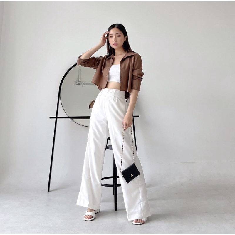 SADIE OUTER ASYMMETRICAL LONGSLEEVE - CROP TOP PREMIUM KOREA FOR TRAVELING - SIMPLE OUTFIT - ATASAN TANGAN PANJANG HIJAB FRIENDLY - KEMEJA KANTOR - ATASAN WANITA - HADIAH / KADO ULTAH CEWEK