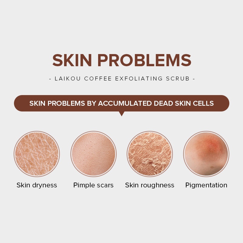 LAIKOU Coffee Exfoliating Body Scrub Membersihkan Kulit Mati Memperbaiki 350g