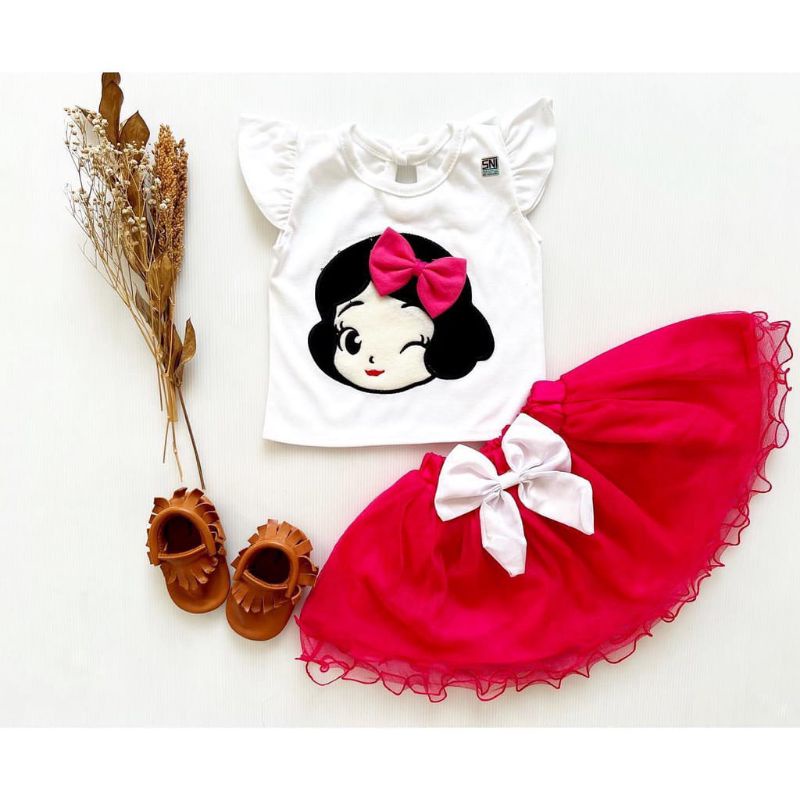 SETELAN ROK TUTU BAYI SNOW WHITE 0-18 BULAN / SETELAN ROK TUTU GOTIK PRINCESS SNOW WHITE PUTRI SALJU