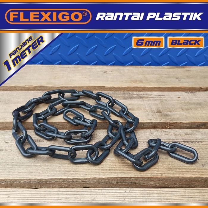 Rantai Plastik Traffic Cone Plastic Chain 6 mm ( 1 meter ) Hitam