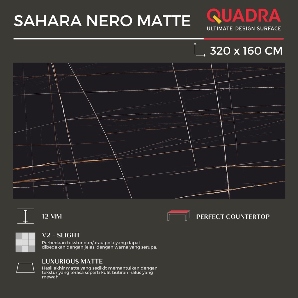 Granit Quadra Sahara Nero 320 x 160cm (1 keping / 5,12m2) Matte