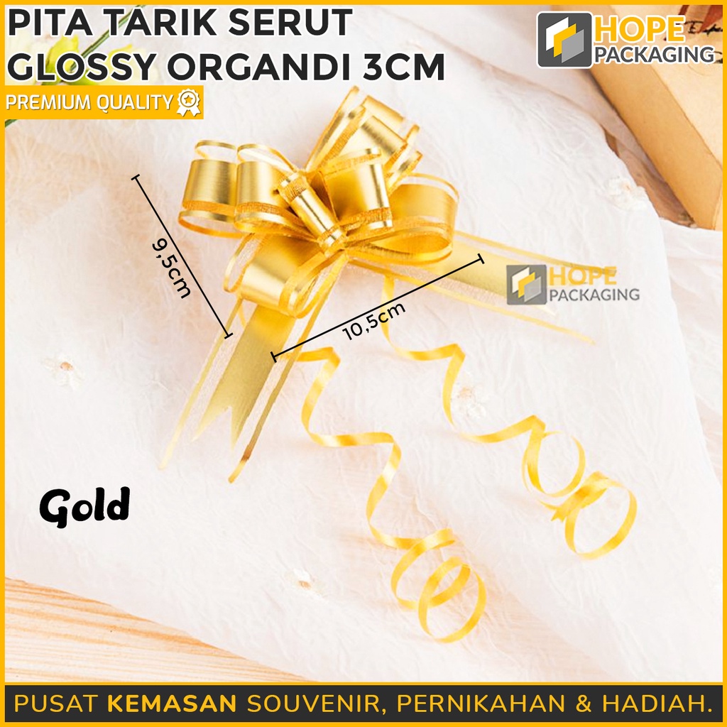 [ISI 10 Pcs] Pita Tarik Serut Glossy Organdi 3 cm / Souvenir Pita Jadi Kotak Kado Hampers