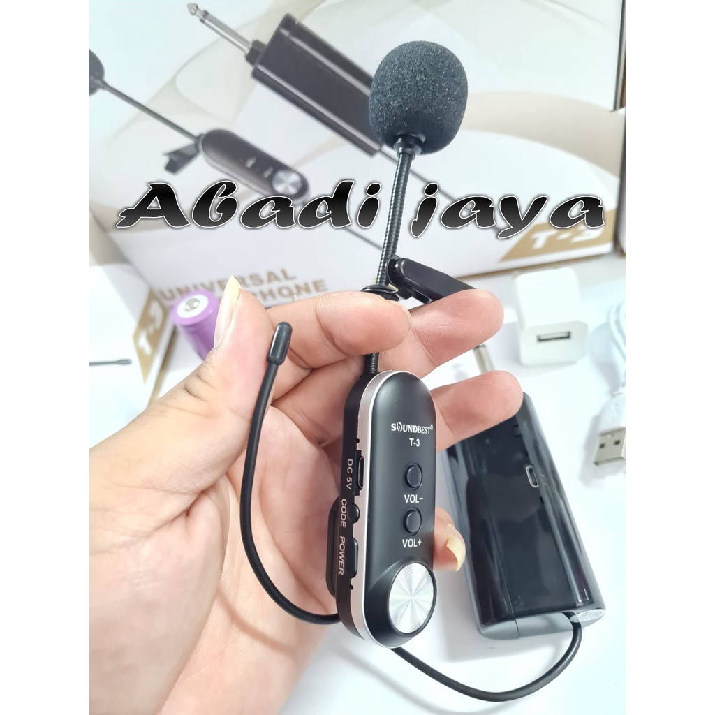 mic wireless soundbest t3 t 3 1mic clip on baterai charger ORIGINAL