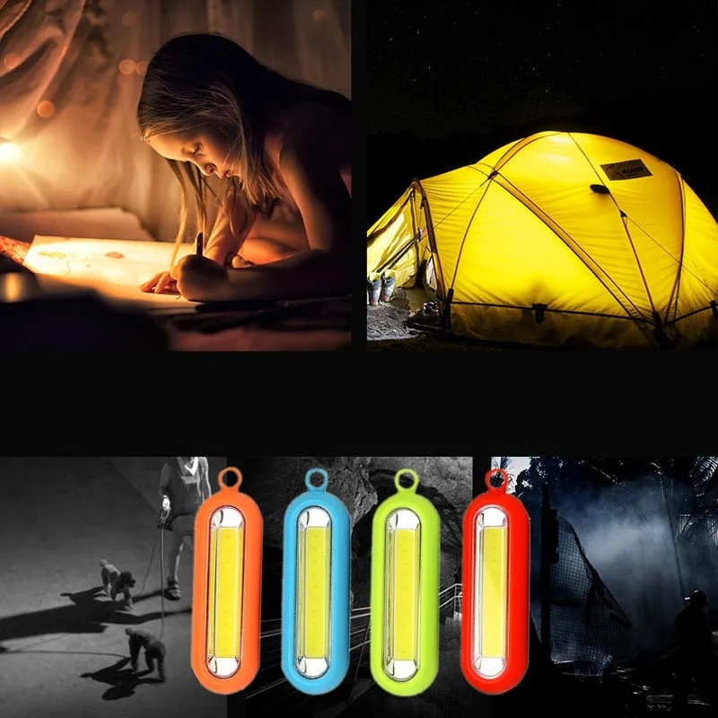 1pc Senter COB Mini Portable Multifungsi Bahan Plastik ABS Dengan Gantungan Kunci Untuk Camping