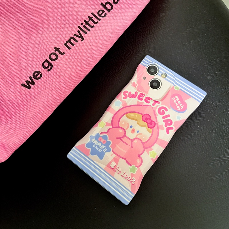 Soft Case Silikon Motif Kartun Permen Pink Untuk iPhone 14 13 12 11 Pro Max X Xr Xs Max 8 7 6 6s Plus