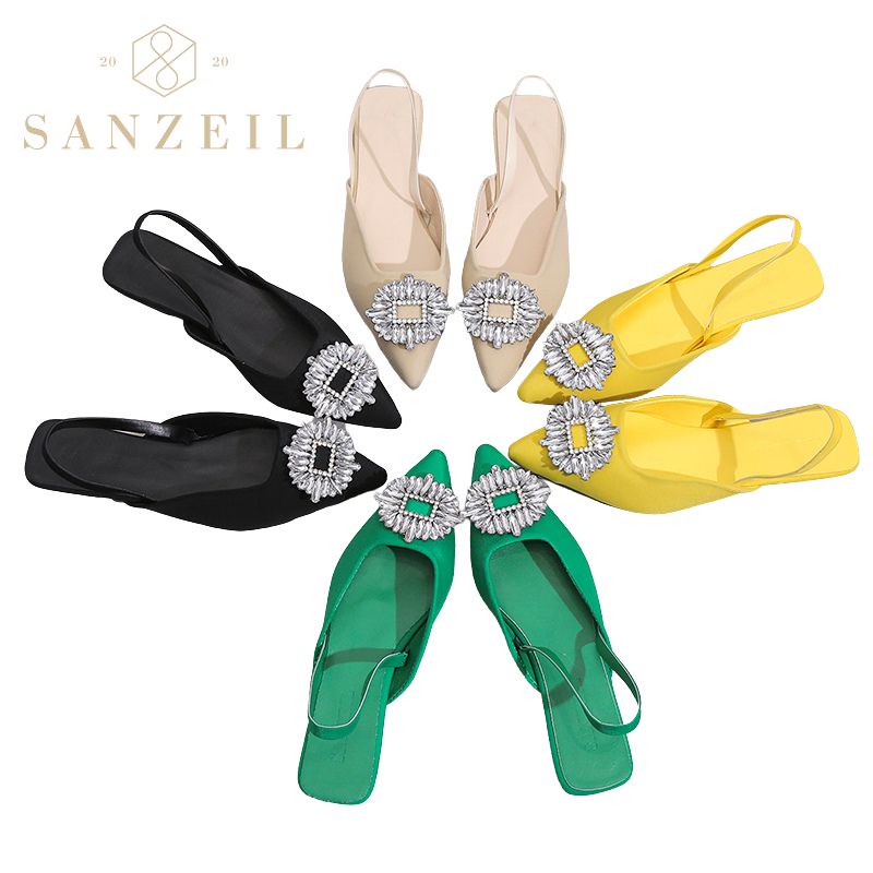 SANZEIL Hyuna Flat Crystal Sandal Import Tali Belakang