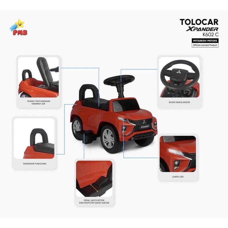 Mobil Mainan Anak PMB Xpander 602 602B 602C Mobil Aki Mobil Dorong Tolocar