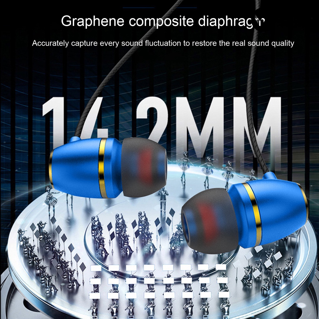 (VNEP) (Berkabel) Earbud Kontrol Kabel Ergonomis In-ear 1.2m Metal Portable 3.5mm Earphones for Gaming