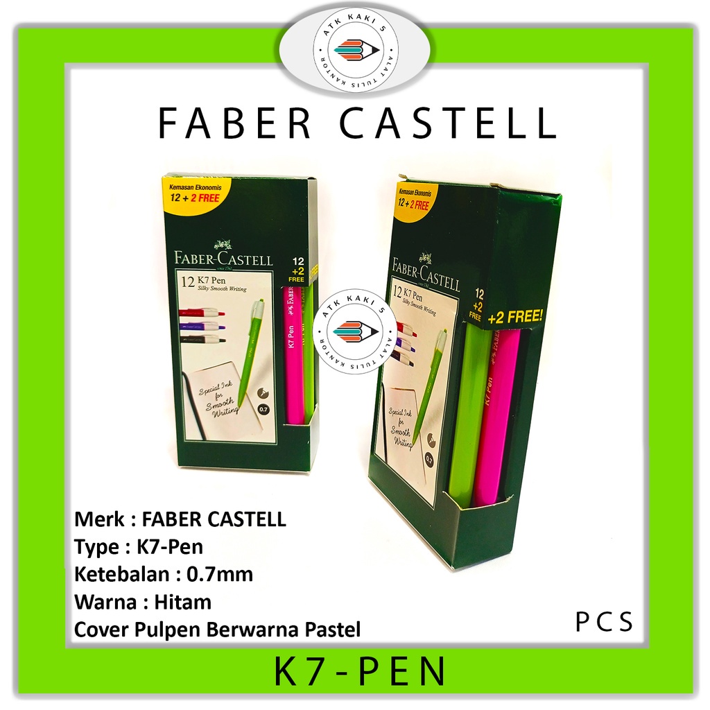 

FABER CASTELL - Ballpoint Pulpen K7 Pen 0.7mm Cover Berwarna - Pcs