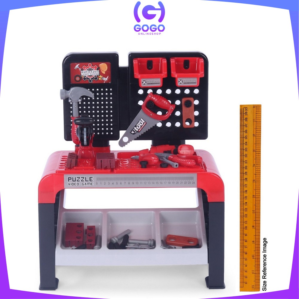 GOGO-M43 Mainan Anak Laki Laki Perkakas Alat Tukang Bangunan 46PCS Mainan Tool Set Bor Gergaji Palu