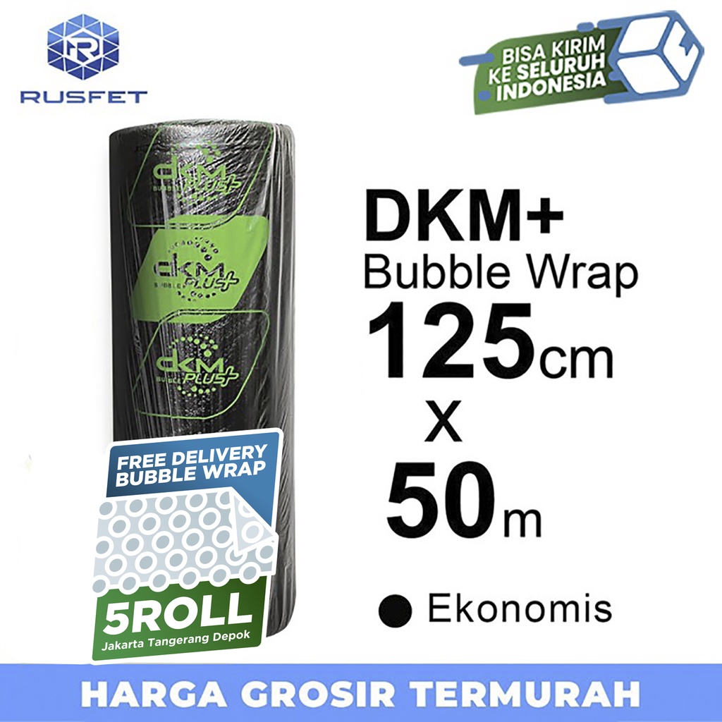 

Plastik BUBBLE WRAP 125cm x 50m HITAM EKONOMIS BUBBLEWRAP DKMPLUS PER ROLL