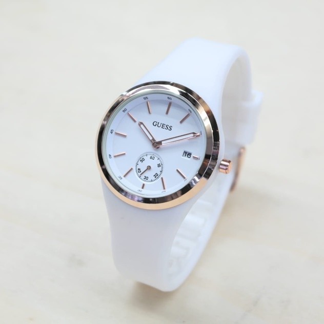 Watch Jam Tangan Wanita Guess Detik Bawah Strap Rubber +Box