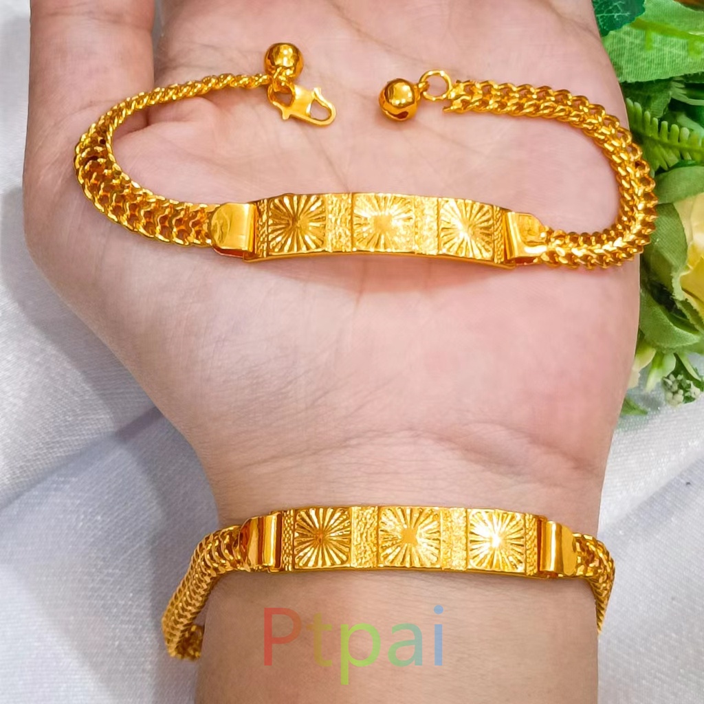 Gold Gelang Tangan Gold Plated Bracelet Dubai Style Long-lasting Non-Fading Gelang Kendari lapis emas 24k