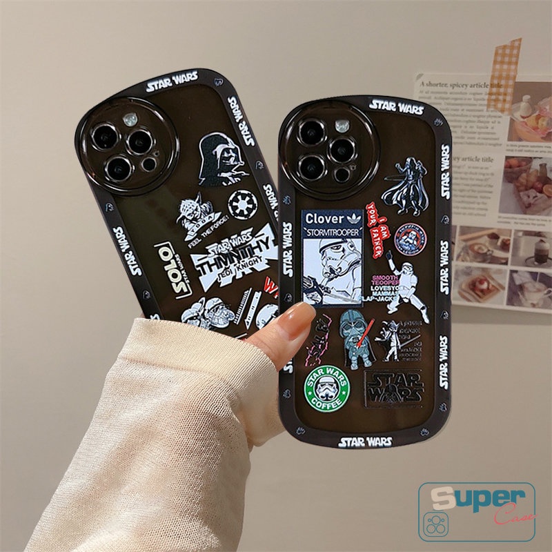 IPHONE Casing Ponsel Kompatibel Untuk Iphone6 6s 78 Plus 11 13 12 14 Pro MAX XR XS MAX X Se2020Brand Trendy Star Wars Fashion Label Airbag Lensa Bulat Lembut Full Cover