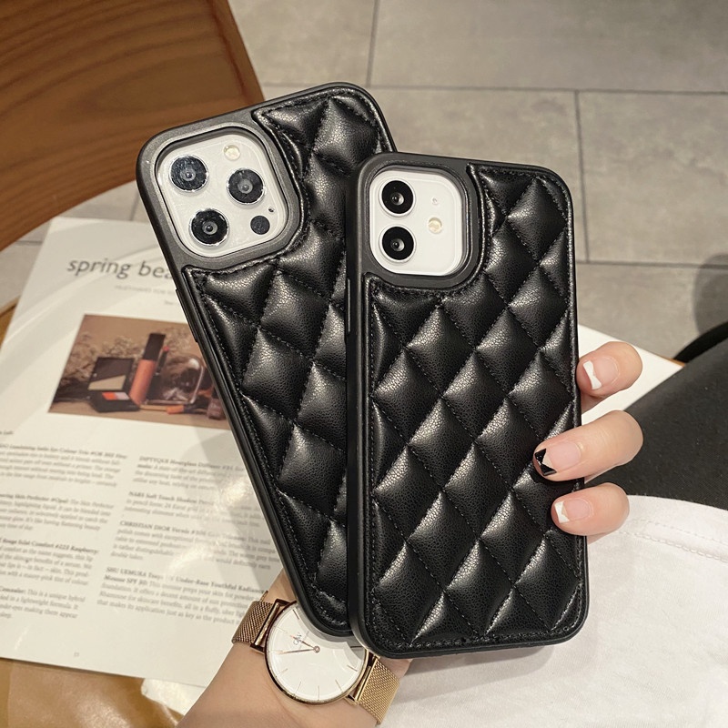 Hard Case Bahan Kulit Domba Untuk iPhone 13 12 11 Pro X XS Max XR 7 8 Plus