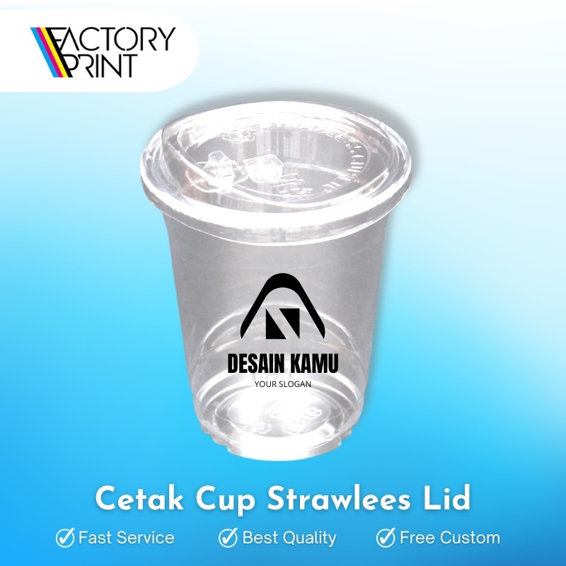 Jual PET CUP STRAWLESS CUSTOM 12oz + TUTUP CUSTOM CUP PET CUP