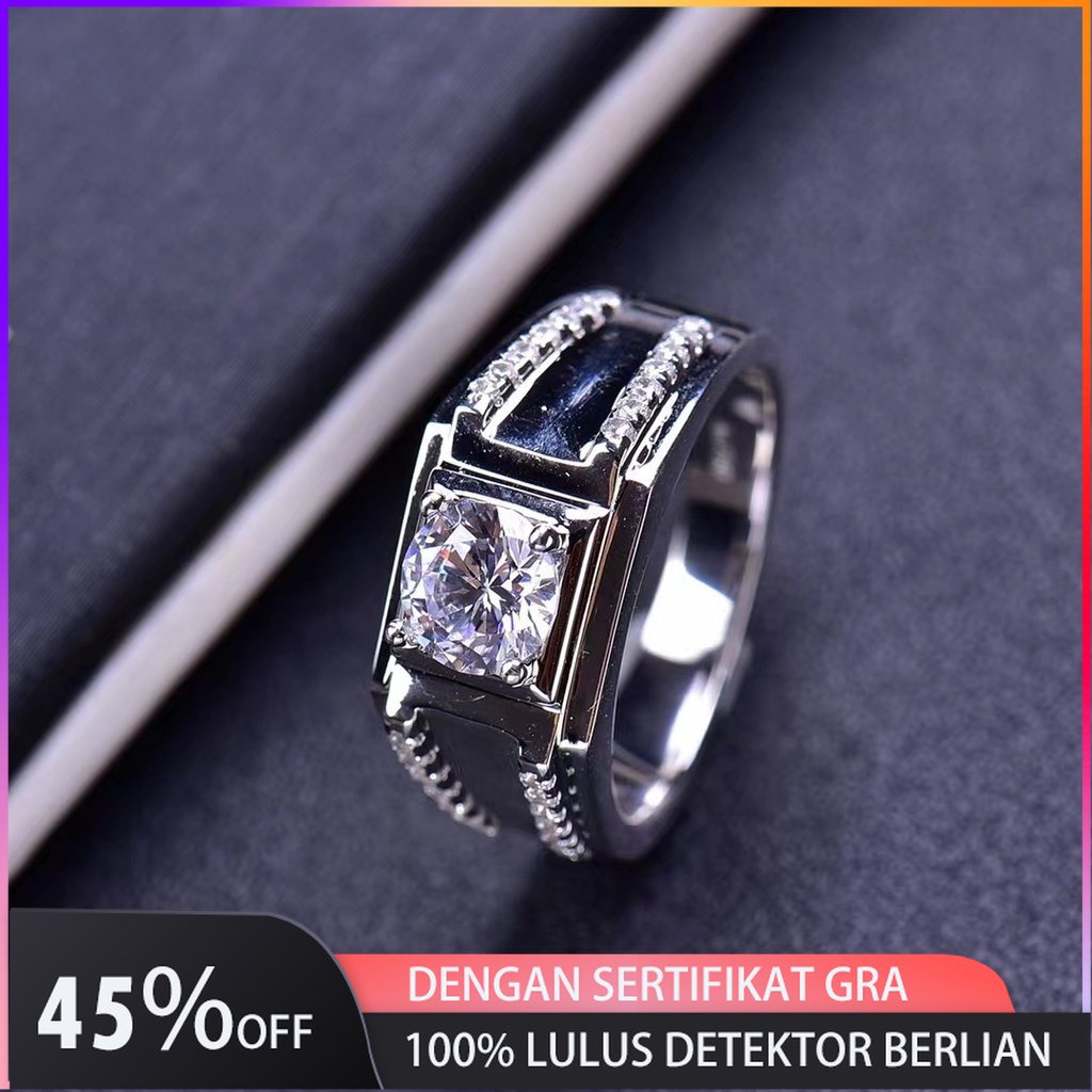 Jamie Kyrie Cincin Pertunangan Pria 1 Ct Moissanite,925 Platina Berlapis Perak