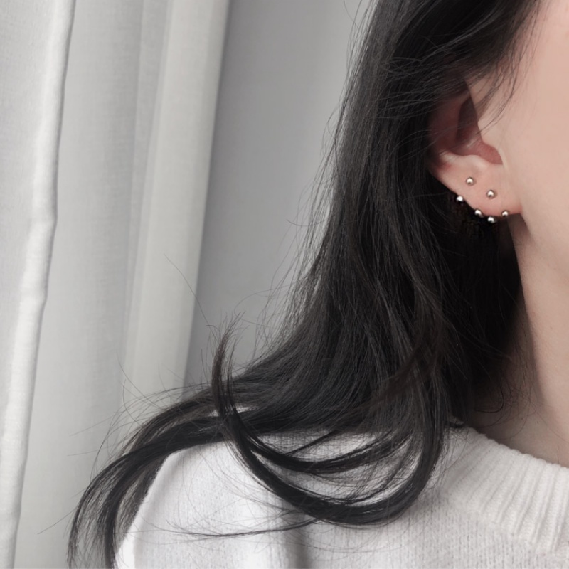 Papaozhu Chic Geometris s925 Manik-Manik Perak Stud Anting-Anting Untuk Wanita Gadis Fashion Cakar Kait Anting-Anting Bergaya Telinga Perhiasan Hadiah