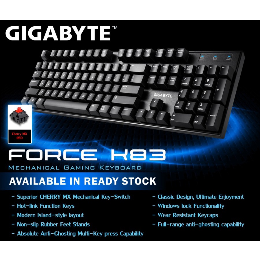 Gigabyte Keyboard Gaming GK-FORCE K83 BLUE - Garansi Resmi