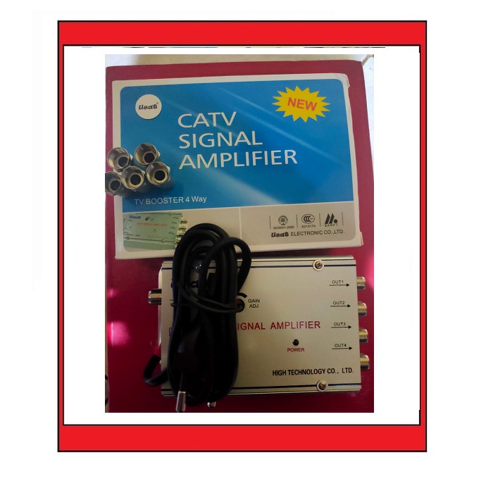 Penjernih TV Booster Antena tv + Splitter 4 way 40 db