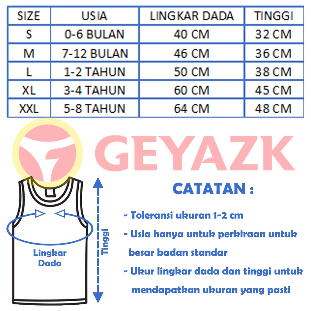 6 Pcs Kaos Dalam Anak Laki-Laki Dan Perempuan Singlet Anak Putih