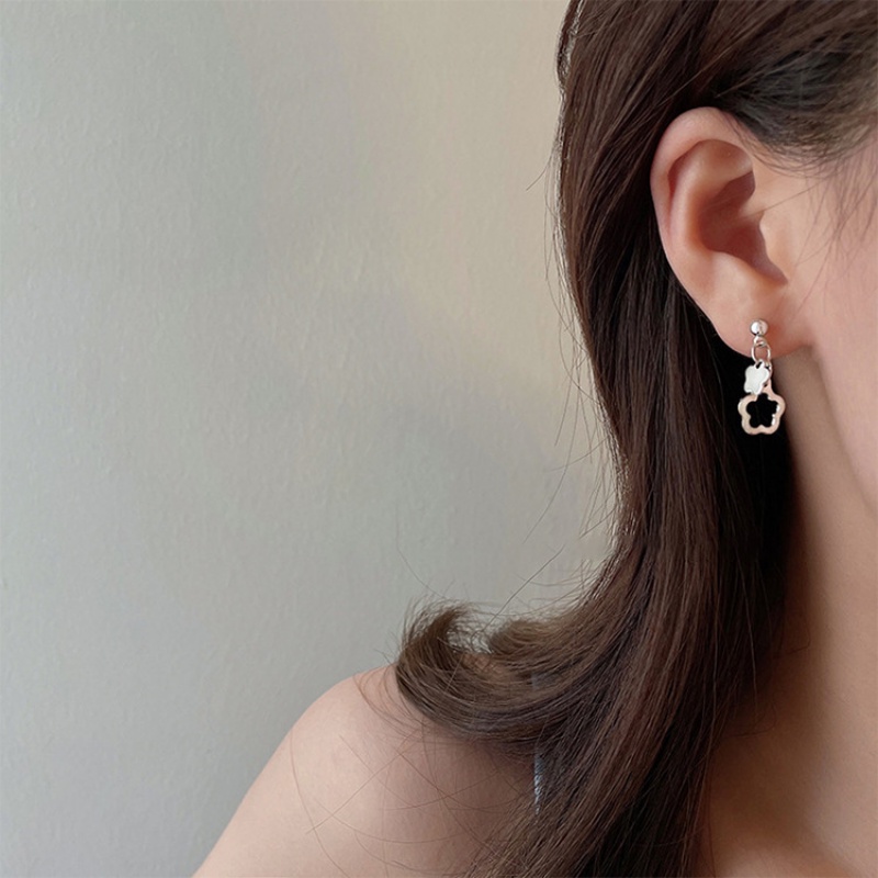 Papaozhu Korea s925 Perak Berongga Bunga Stud Anting-Anting Untuk Wanita Gadis Chic Bunga Menjuntai Anting-Anting Pakaian Sehari-Hari Telinga Perhiasan