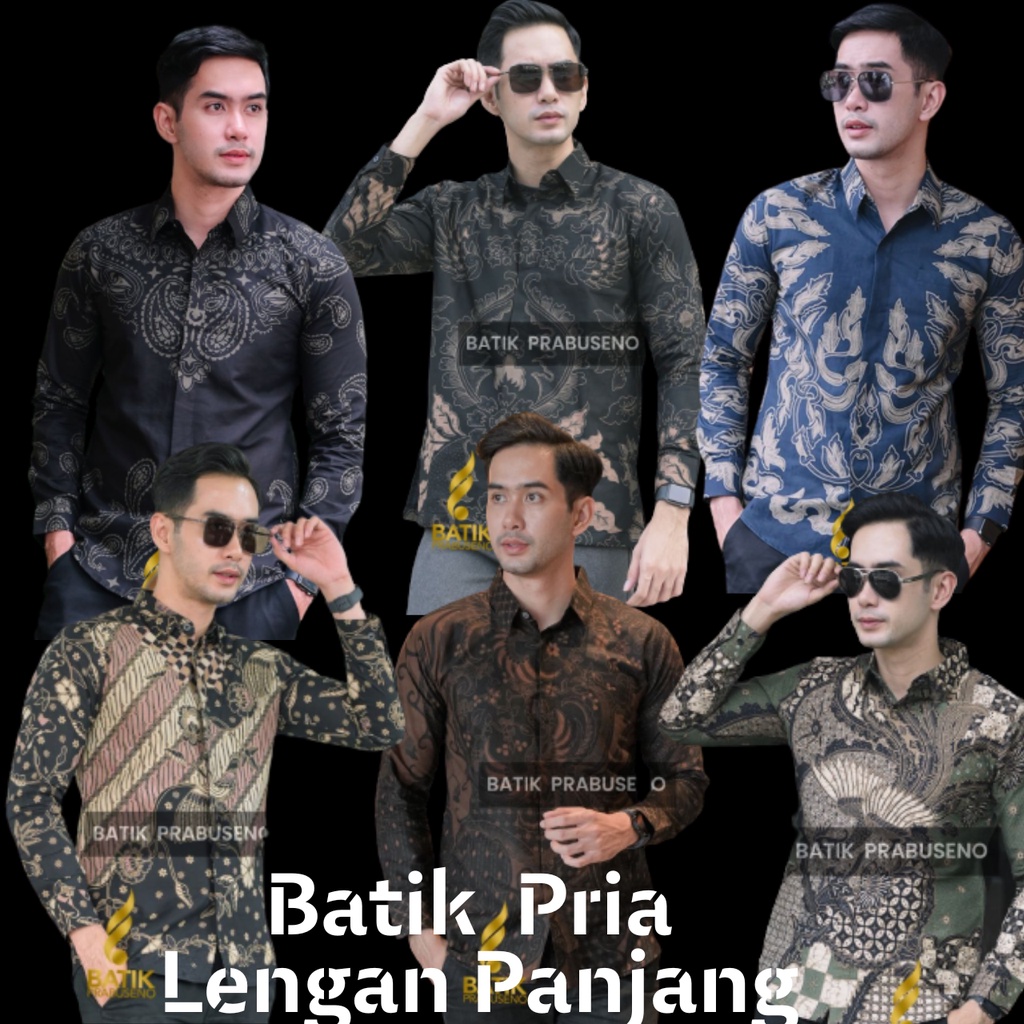 Batik Prabuseno Original 100% Kemeja Batik Pria Slim fit Lengan Panjang Seragam PNS Guru Katun Print