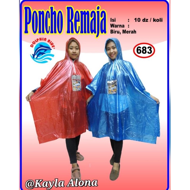 ( 683 Dolphin Blue ) JAS HUJAN PONCHO REMAJA