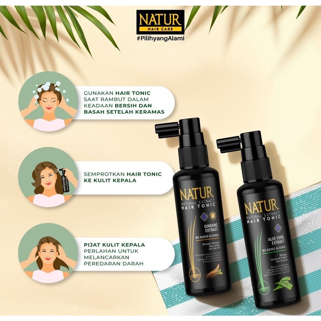 Natur Hair Tonic Aloe Vera 50 ml - Tonik Untuk Melebatkan Rambut